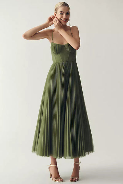 Sima Pleated Skirt with Asymmetric Hem