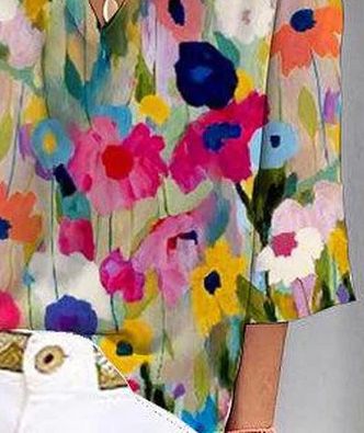 Romantic Floral Shirt with 3/4 Sleeves