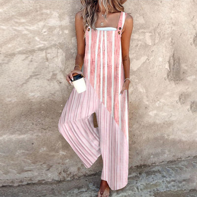 Youthful Striped Print Strap Jumpsuit