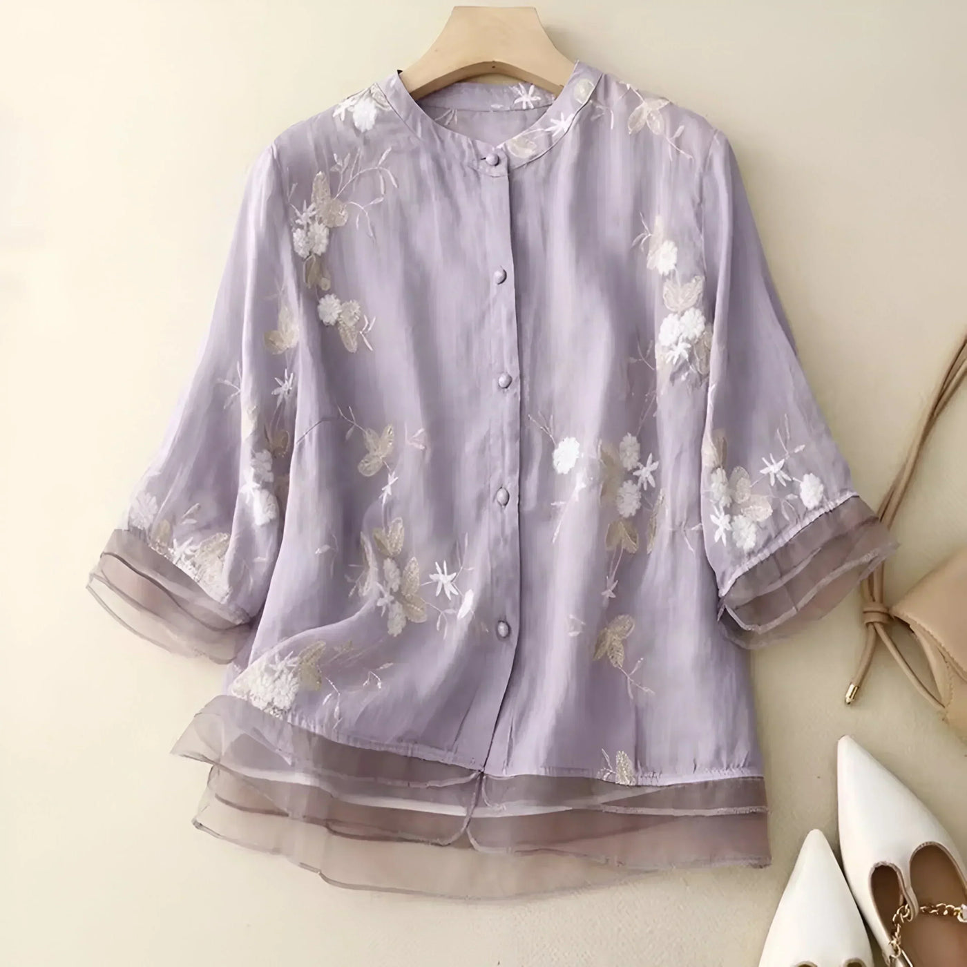 Celest | Floral Embroidered Cotton Top