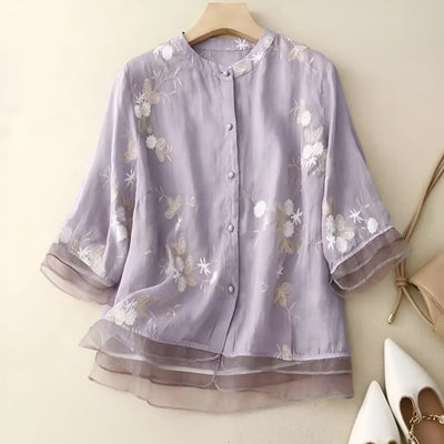 Celest | Floral Embroidered Cotton Top