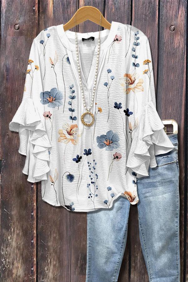 White basic t-shirt with 3/4 sleeves
