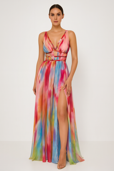 Lucia™ | Maxi Dress with Watercolour Print