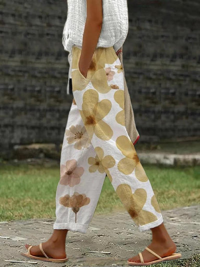 Classic Floral Print Trousers with Pockets