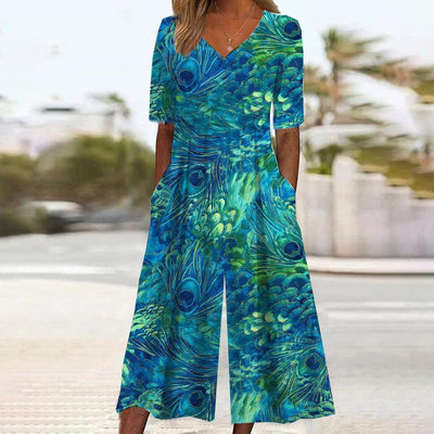 Fresh Short Sleeve Side Pocket Jumpsuit