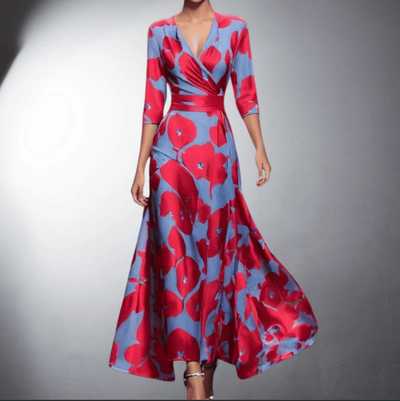 Zoe  Classic Floral V-Neck Maxi Dress