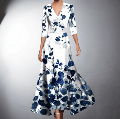 Zoe  Classic Floral V-Neck Maxi Dress