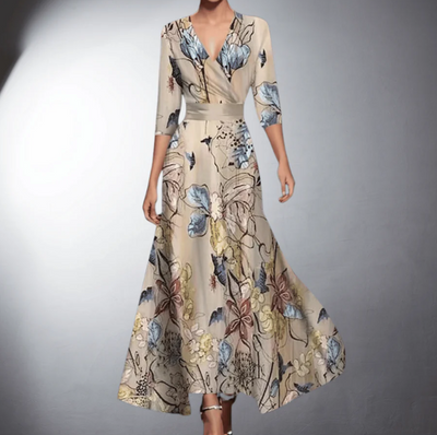 Zoe  Classic Floral V-Neck Maxi Dress