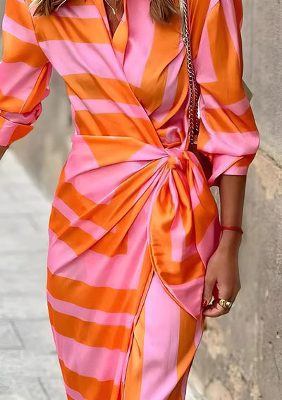 Olivia  Printed Waist-Defining Shirt Dress