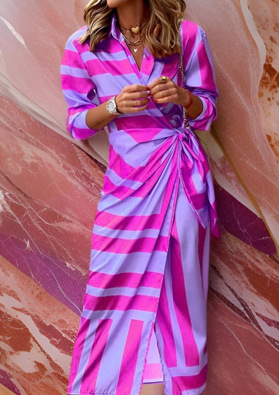 Olivia  Printed Waist-Defining Shirt Dress