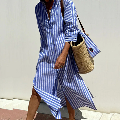Nicole  Comfortable Striped Midi Dress