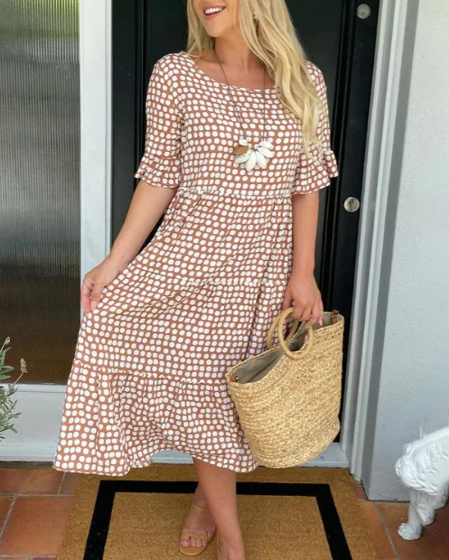Zora  Short Sleeved Midi Dress