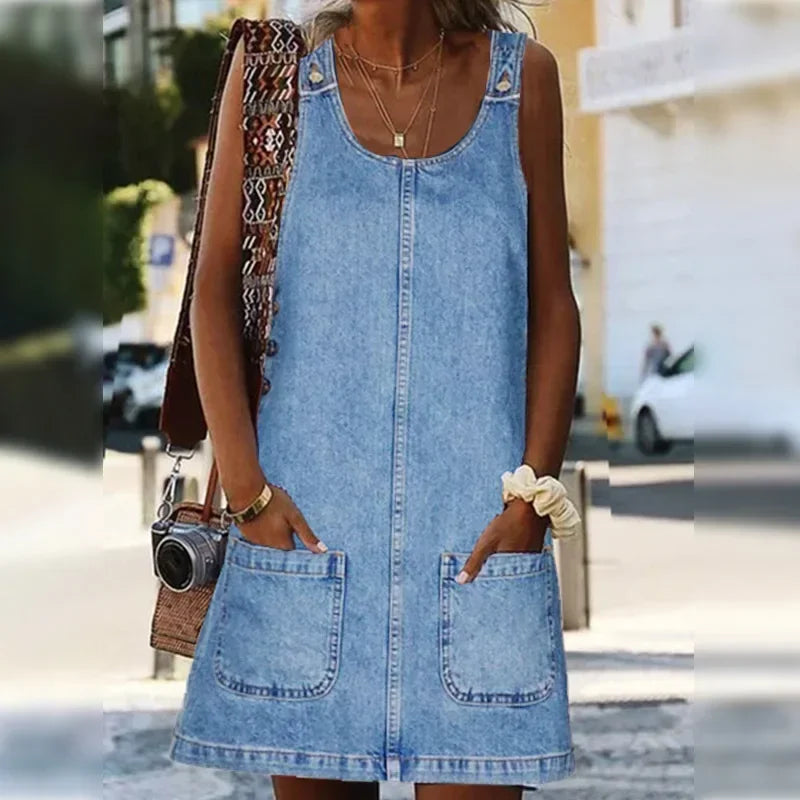 Sofia Practical and Lightweight Denim Dress for Summer