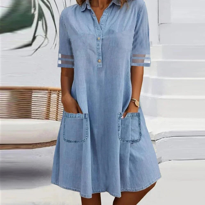 Jill Mini denim dress with side pockets