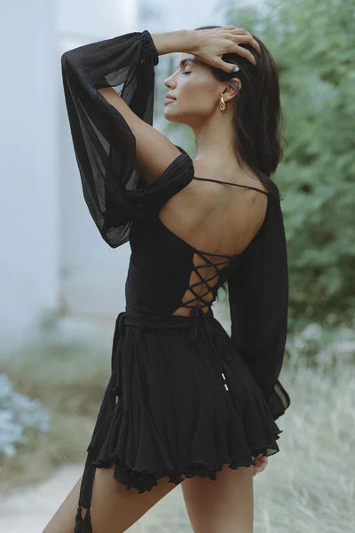 Layla Playful Mini Dress with Balloon Sleeves