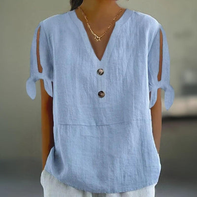 Unique Blue Shirt with Split Sleeves