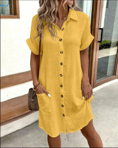 Hailey  Women's Retro Cotton and Linen Shirt Dress