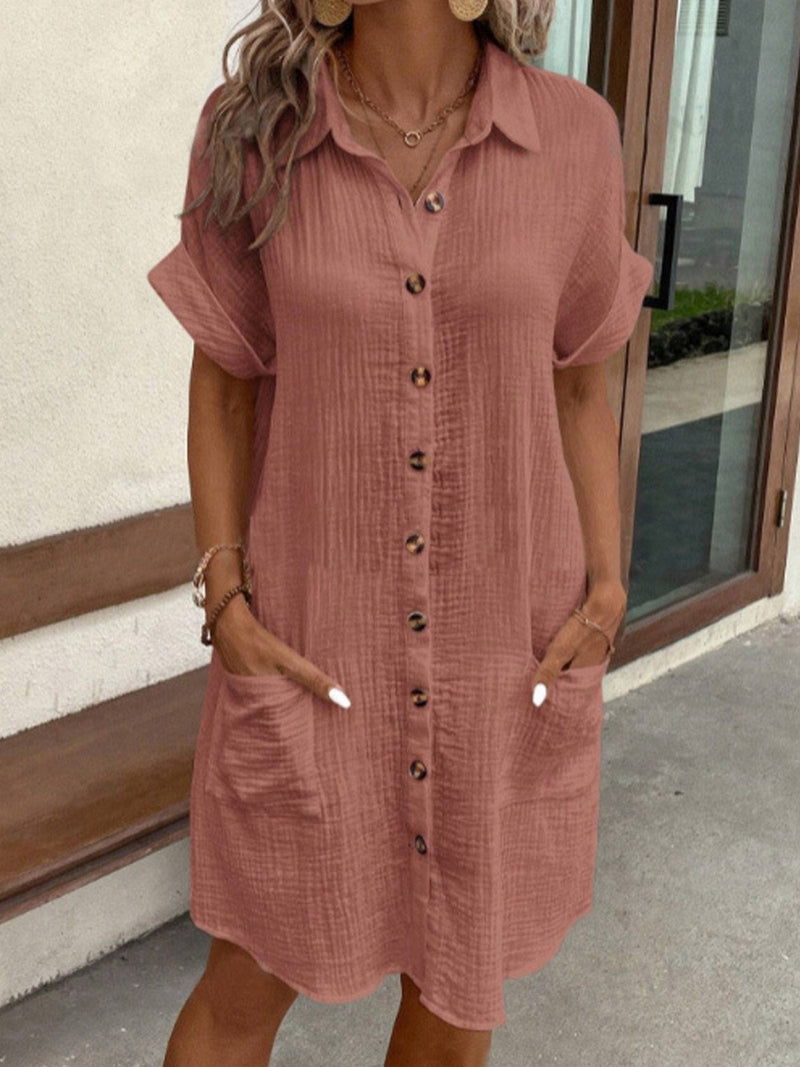 Hailey  Women's Retro Cotton and Linen Shirt Dress