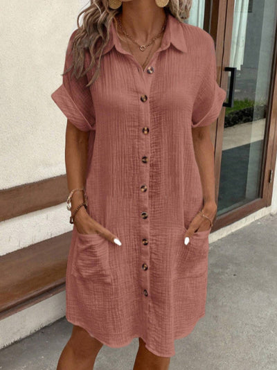 Hailey  Women's Retro Cotton and Linen Shirt Dress
