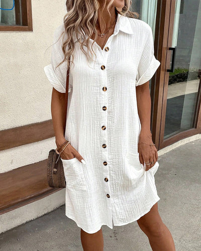 Hailey  Women's Retro Cotton and Linen Shirt Dress