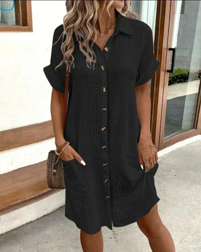 Hailey  Women's Retro Cotton and Linen Shirt Dress