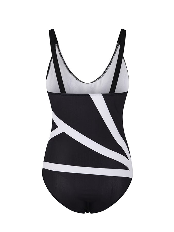 Casual V-Neck One Piece Swimsuit