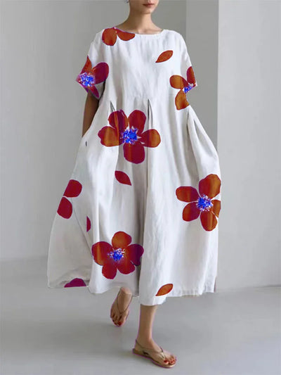 CATERINA  Long summer dress with vibrant flowers and soft comfort for sunny days