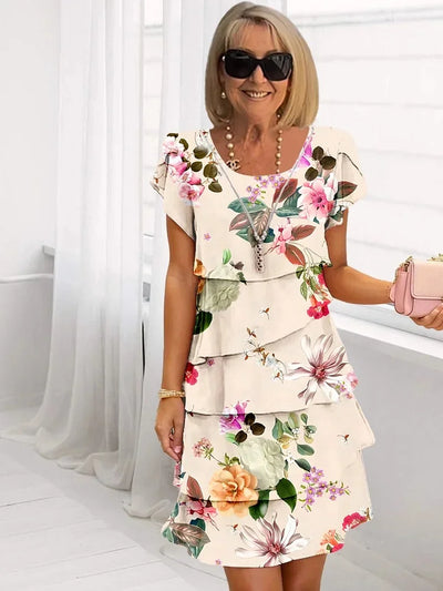 Gila  Dress with Multi-Coloured Floral Design