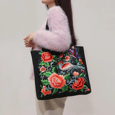 Ingleiv  Embroidered tote bag with artistic expression