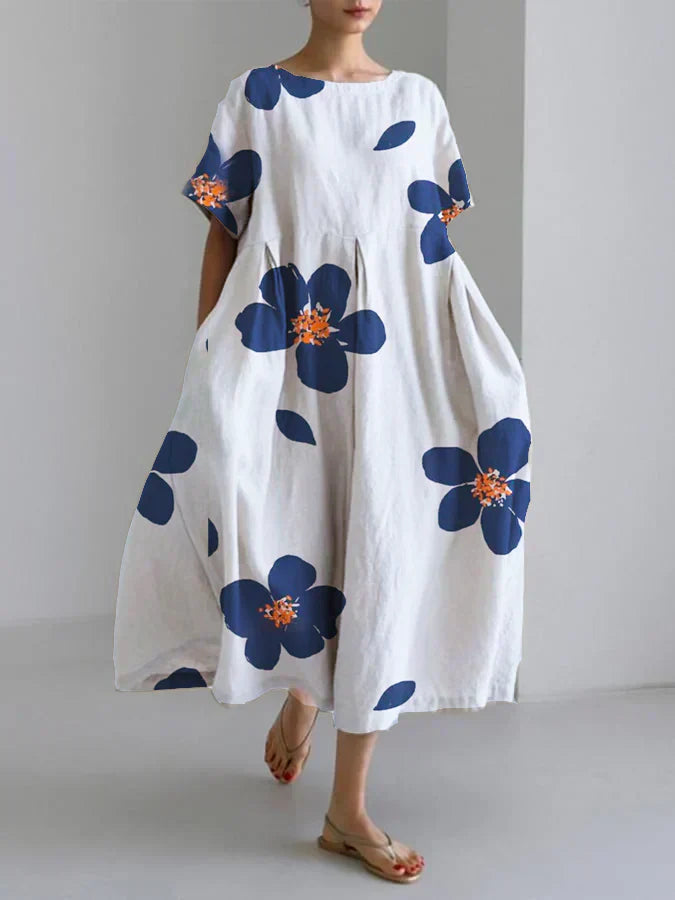 CATERINA  Long summer dress with vibrant flowers and soft comfort for sunny days
