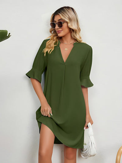 Amy  Casual Loose Pleated Knee-Length Dress