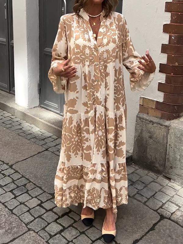 Maxi dresses with 3/4 sleeves and an attractive V-neck