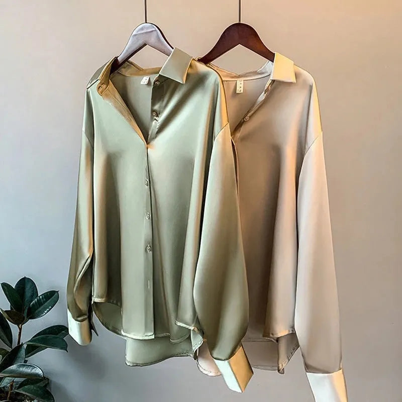 Olivia | Luxe Satin Blouse with Long Sleeves