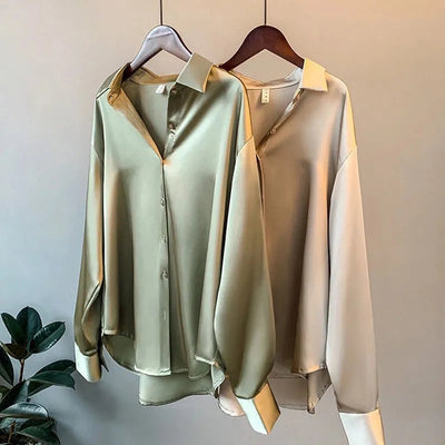 Olivia | Luxe Satin Blouse with Long Sleeves