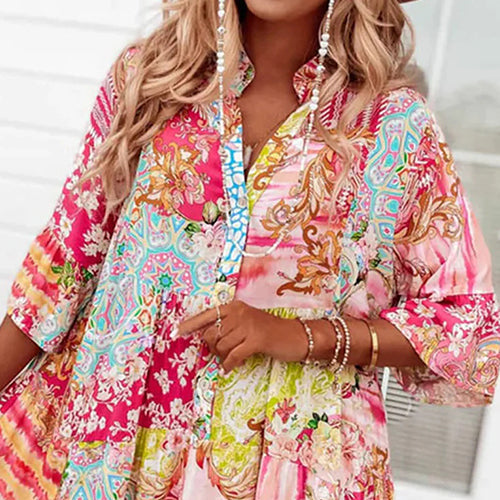 Sweet pink mini dress with 3/4 sleeves