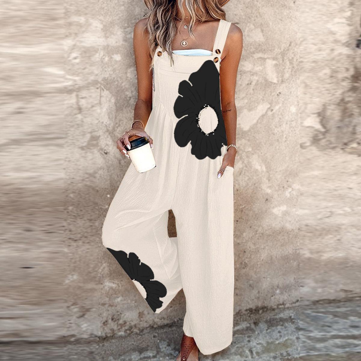 Classy Floral Print Strap Sleeveless Jumpsuit