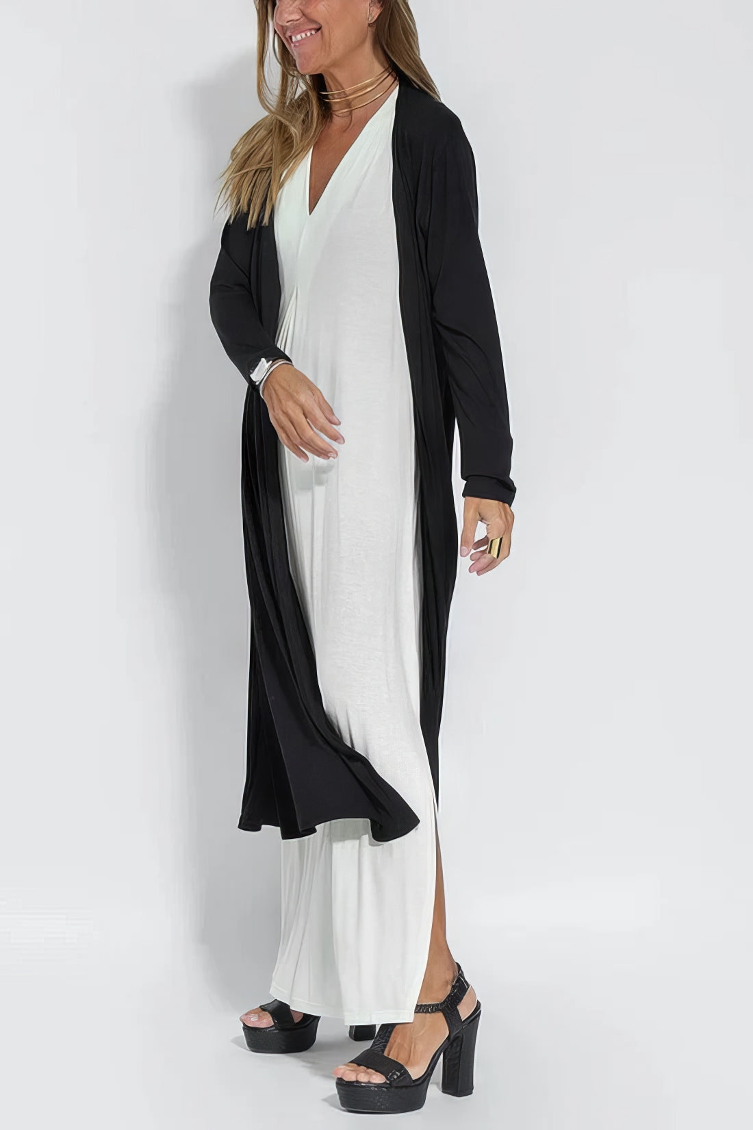 Elegant Long Dress and Matching Cardigan
